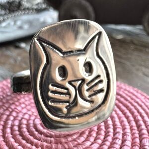 E.DeHaven Sterling and Fine Silver Cat Ring